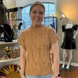 Knitted Sweater Top- Tan