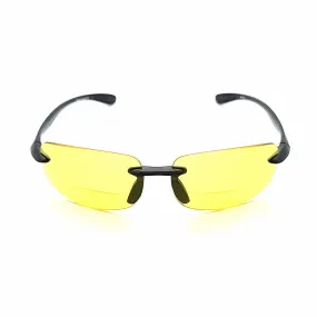 Shotgun Yellow Tinted Rimless Shooting, Hunting, & Night Driving Sports Bifocal Glasses