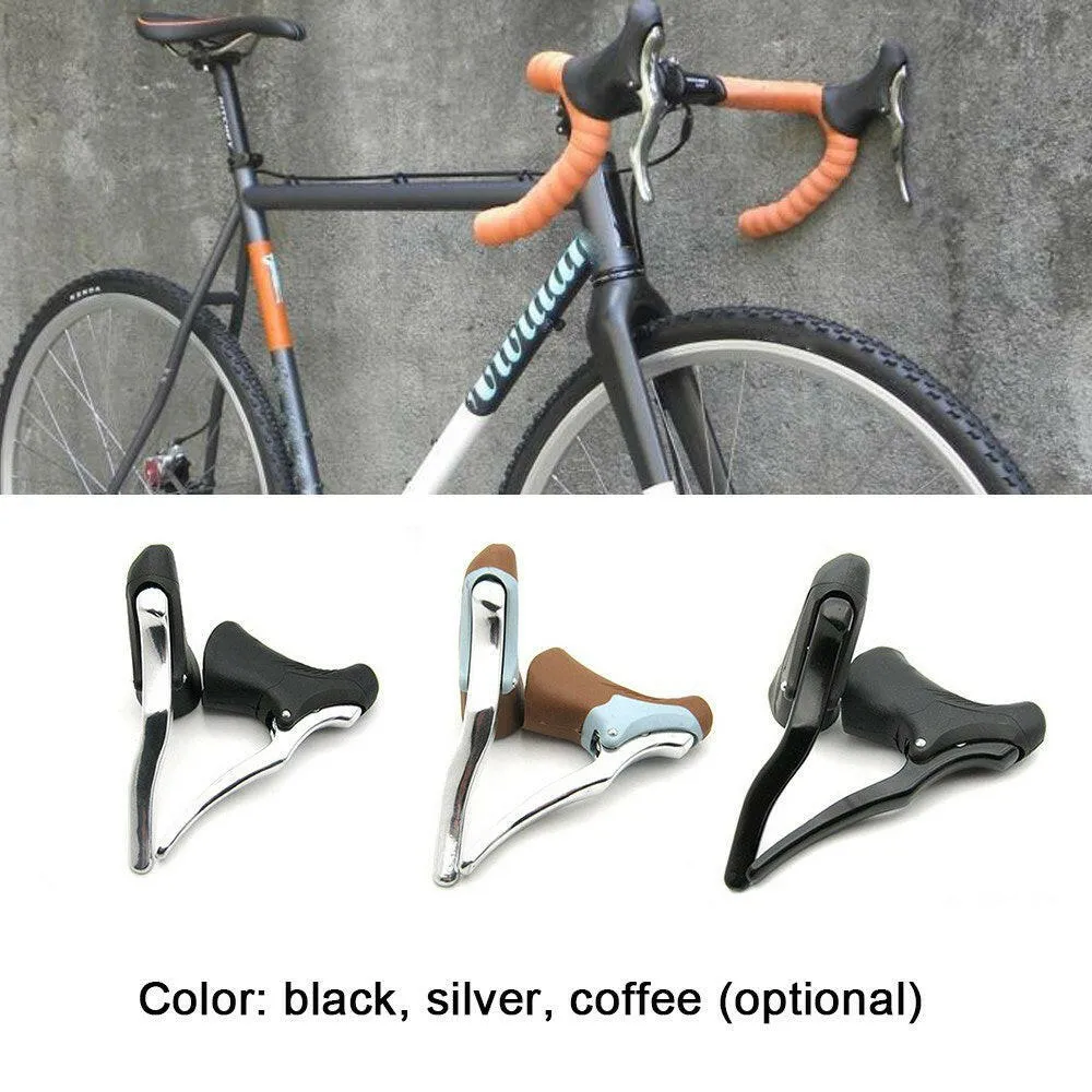 1 Pair Aluminum Alloy Road Bike Drop Bar Brake Levers Anti-slip Cycle Brakes Handle