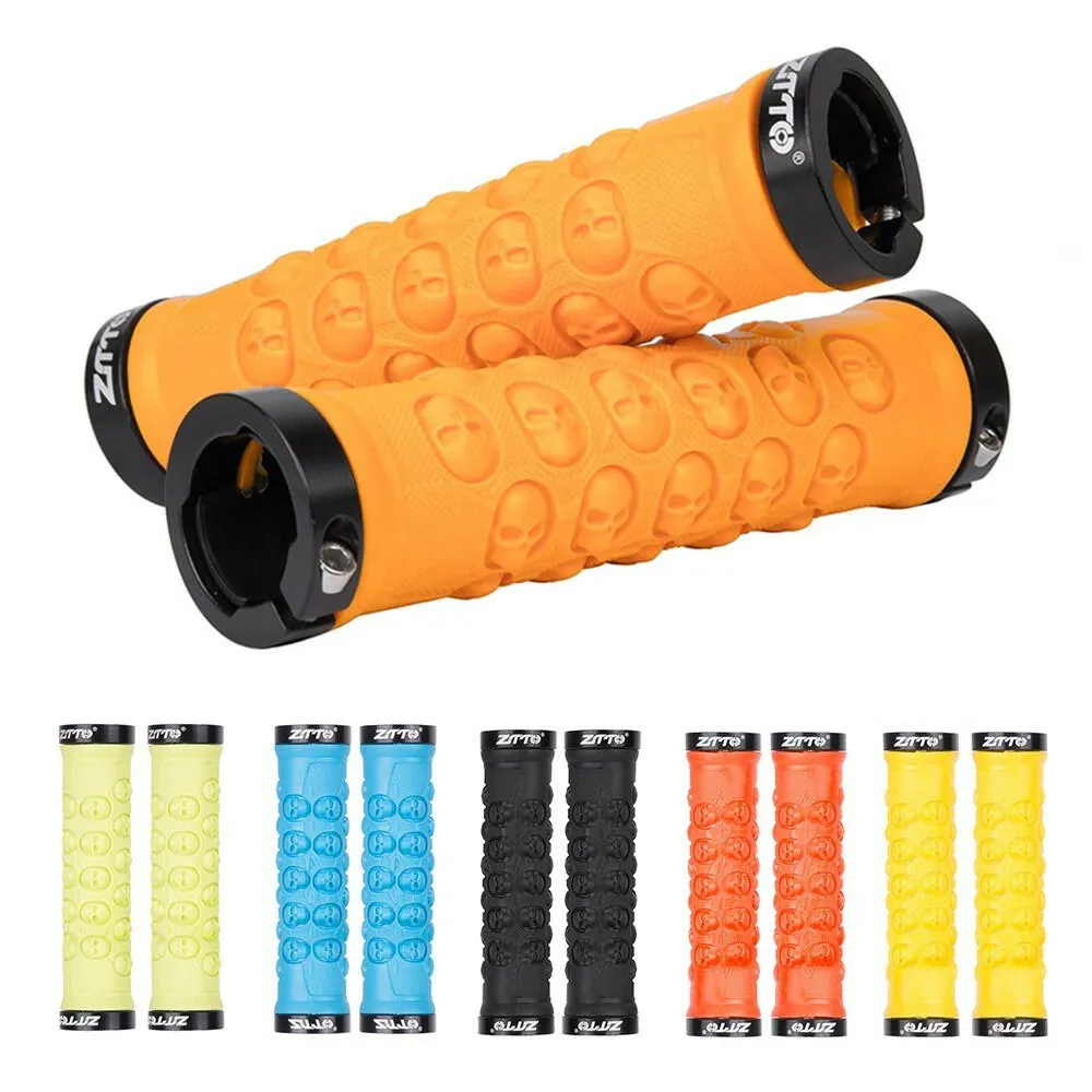 1 Pair MTB Handlebar Grips TPR Rubber Lock on Anti-slip Grips