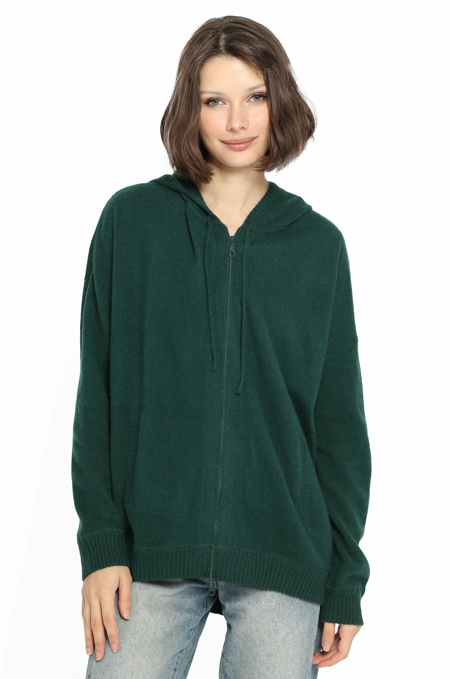 100% Cashmere Zip Hoodie