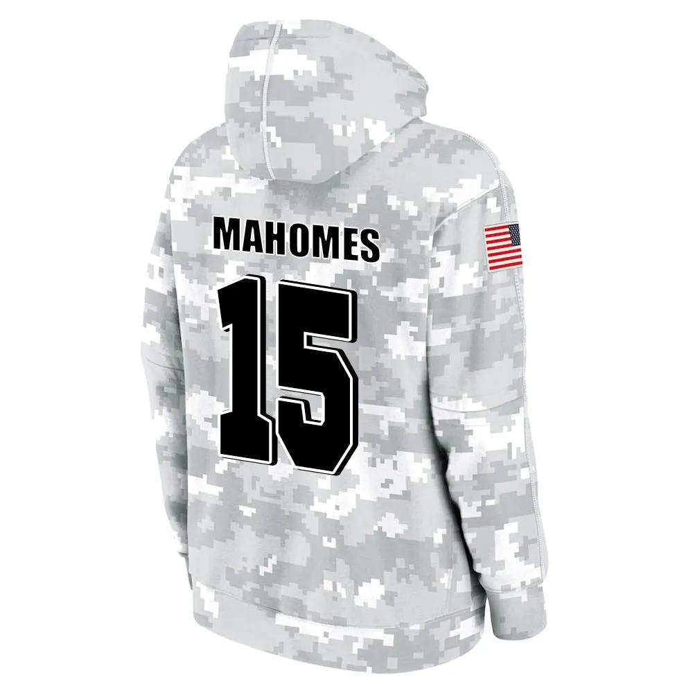 #15 Mahomes Salute to Players Hoodie Kansas City Chiefs Fashion Fan Hoodies Fall Fleece Tops American Football Fan Gifts