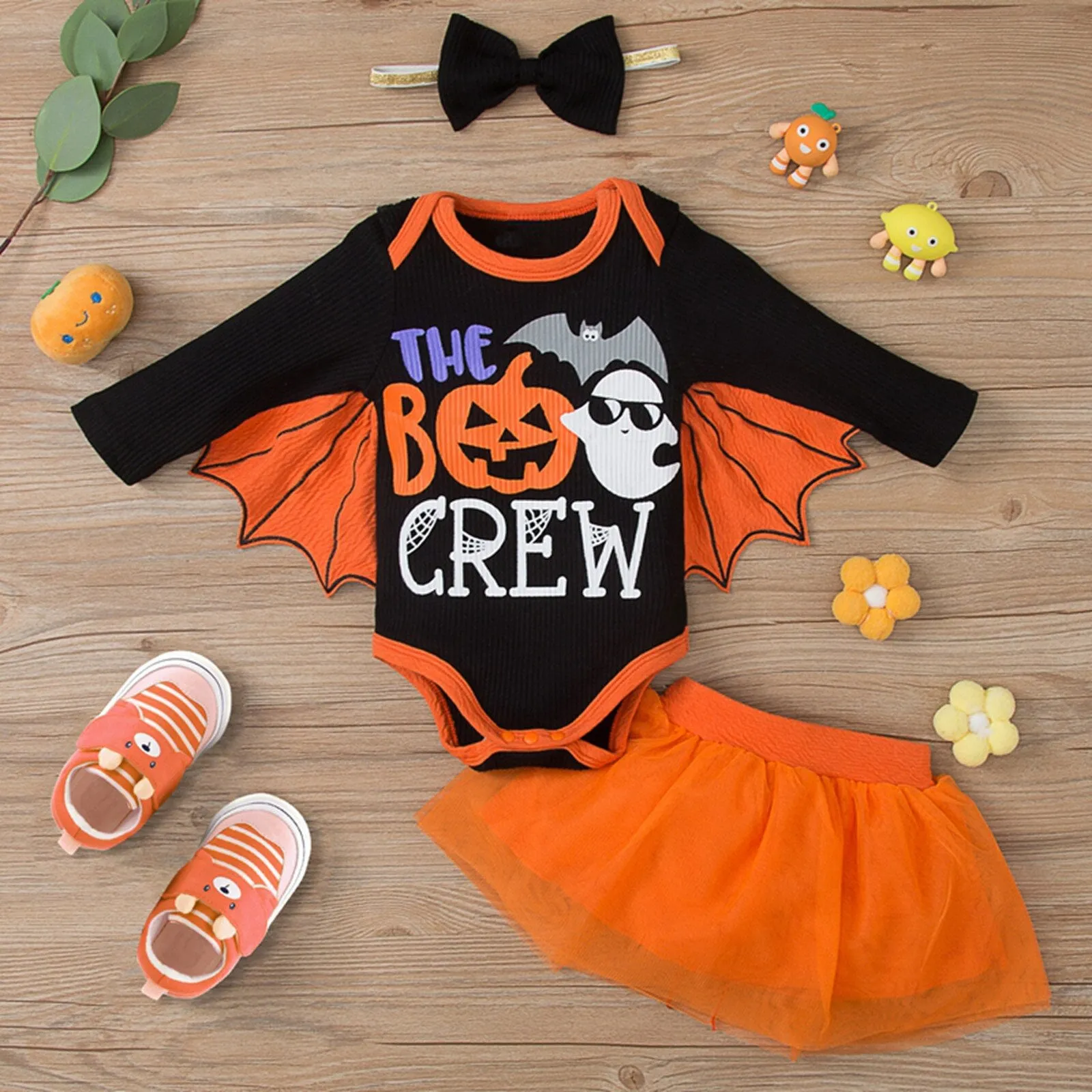 3PCS Baby Halloween Romper My 1st Halloween Tulle Skirt w/ Headband