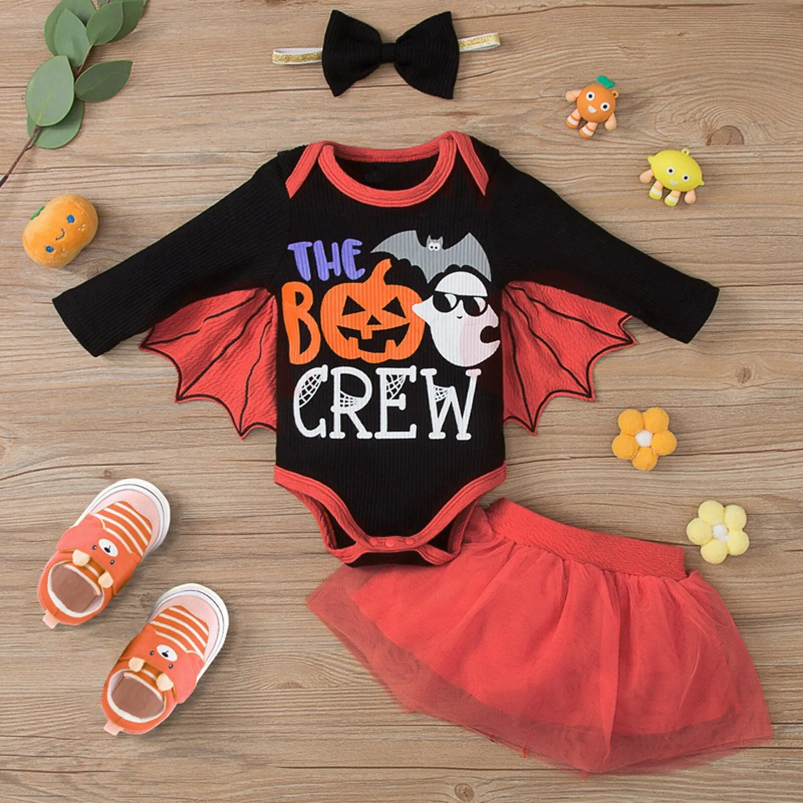 3PCS Baby Halloween Romper My 1st Halloween Tulle Skirt w/ Headband