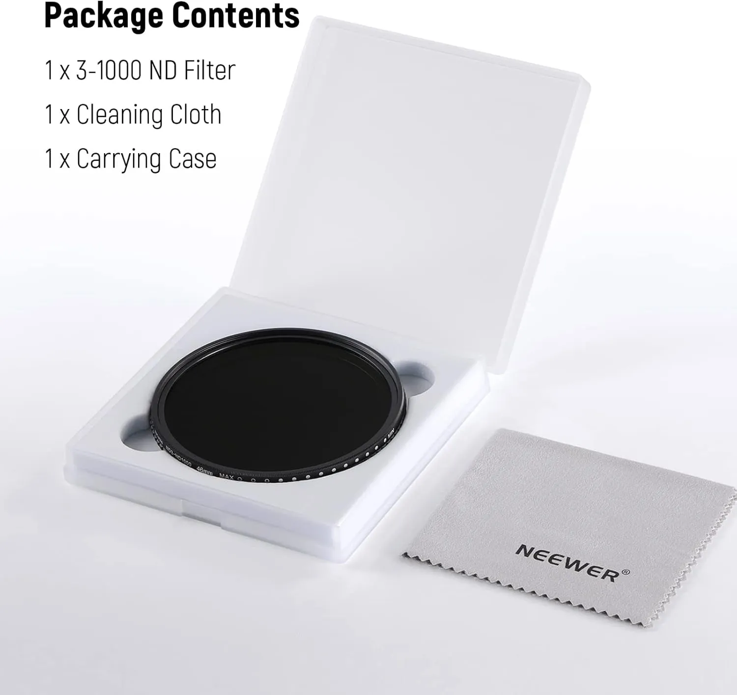 46mm Variable ND Filter ND3-ND1000, 1.5-10 Limited Stops Neutral Density Filter with HD Optical Glass & Double Sided 30 Layer Nano Coatings, Water Repellent/Scratch Resistant/Aluminum Frame