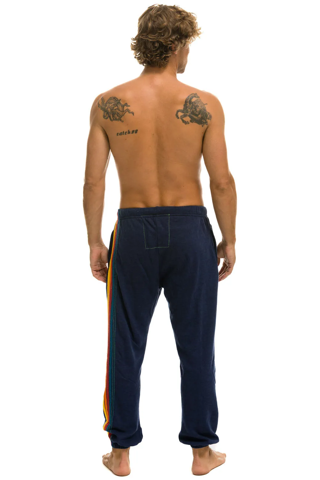 5 STRIPE SWEATPANTS - NAVY