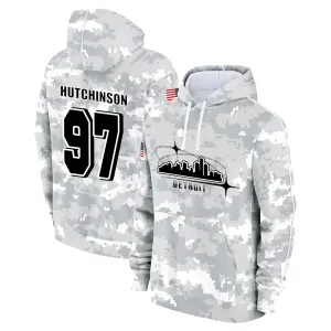 #97 Hutchinson Salute to Players Hoodie Detroit Lions Fashion Fan Hoodies Fall Fleece Tops American Football Fan Gifts