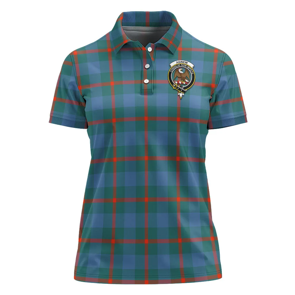 Agnew Ancient Tartan Polo Shirt with Family Crest For Women