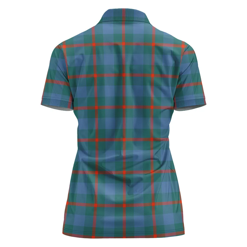 Agnew Ancient Tartan Polo Shirt with Family Crest For Women