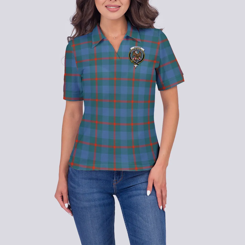 Agnew Ancient Tartan Polo Shirt with Family Crest For Women