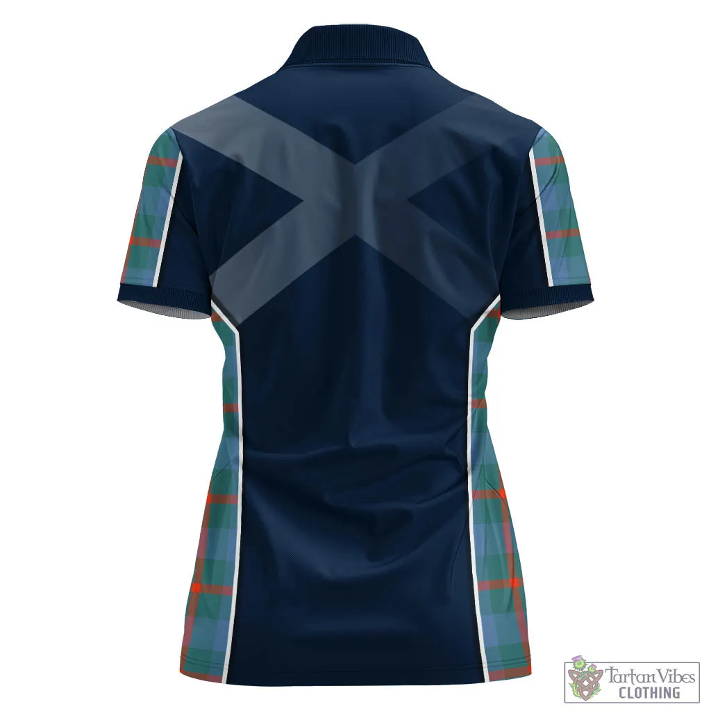 Agnew Ancient Tartan Women's Polo Shirt with Family Crest and Lion Rampant Vibes Sport Style