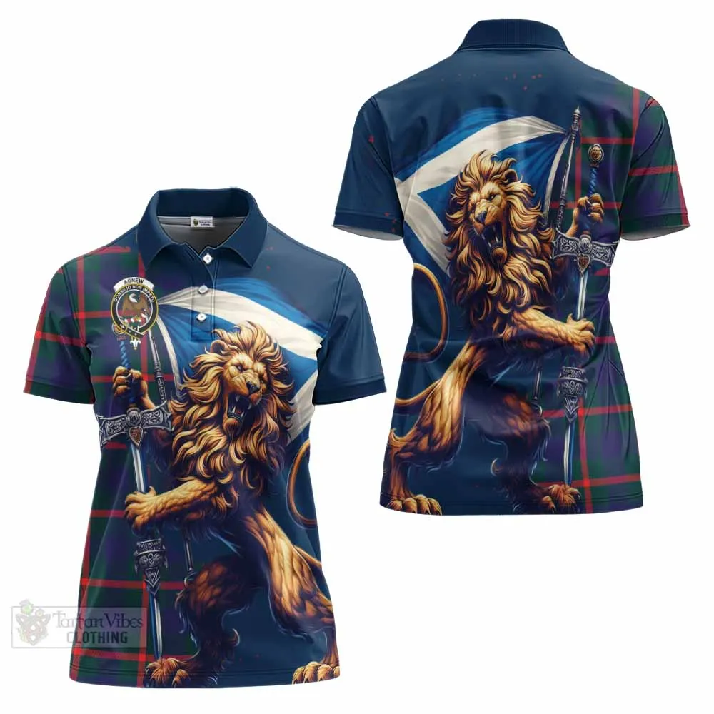 Agnew Tartan Family Crest Women's Polo Shirt with Scottish Majestic Lion