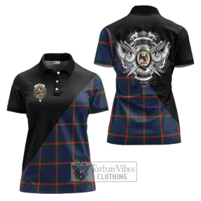 Agnew Tartan Women's Polo Shirt with Family Crest and Military Logo Style