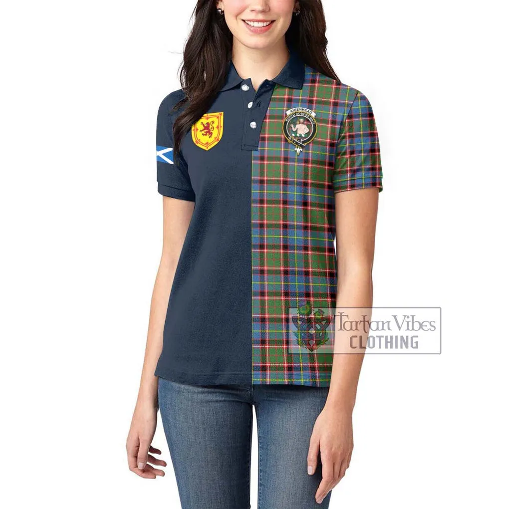 Aikenhead Tartan Women's Polo Shirt Alba with Scottish Lion Royal Arm Half Style