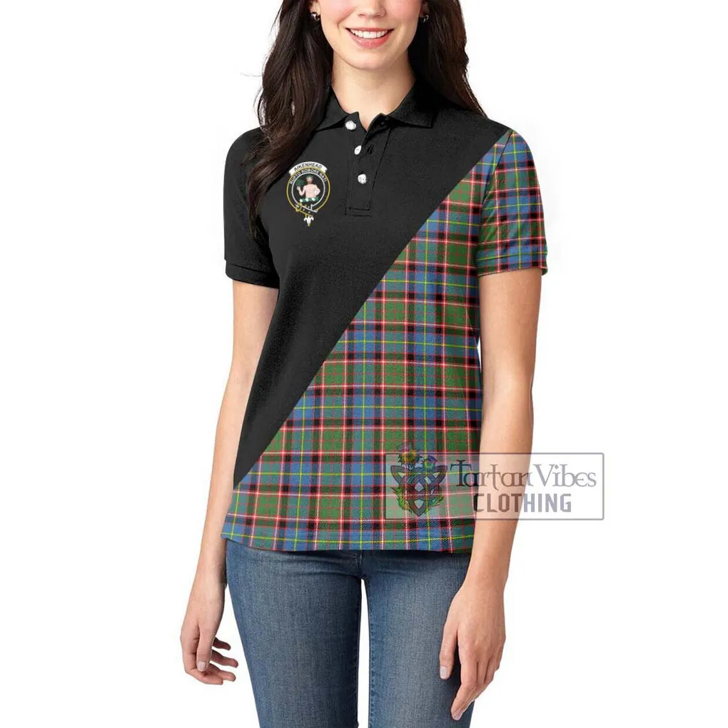 Aikenhead Tartan Women's Polo Shirt with Family Crest and Military Logo Style