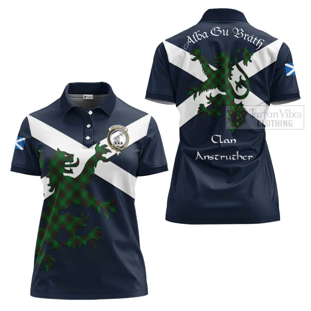 Anstruther Tartan Lion Rampant Women's Polo Shirt Proudly Display Your Heritage with Alba Gu Brath and Clan Name