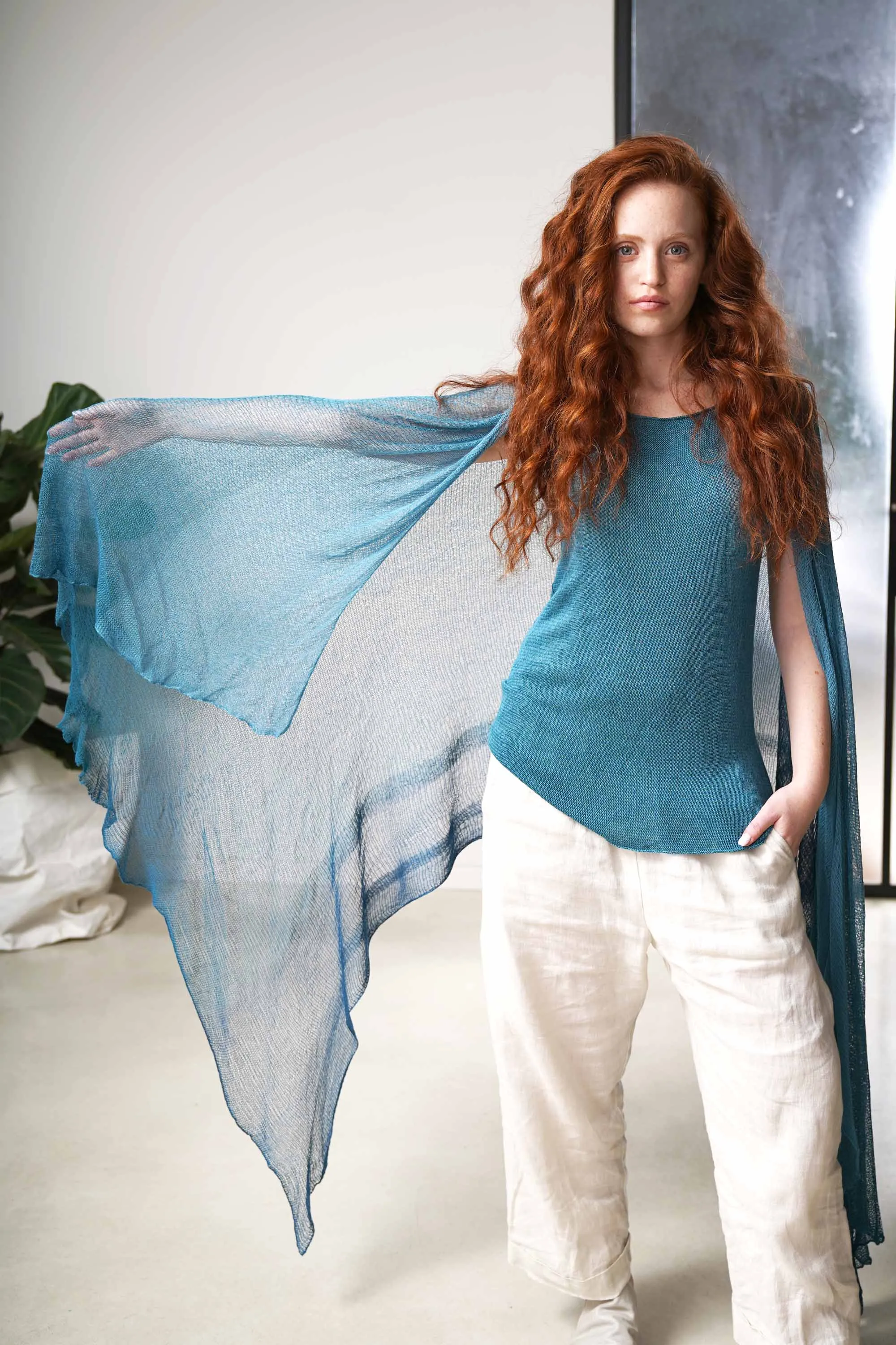 Aqvarelle Big Air Bamboo Sheer Scarf -Turquoise