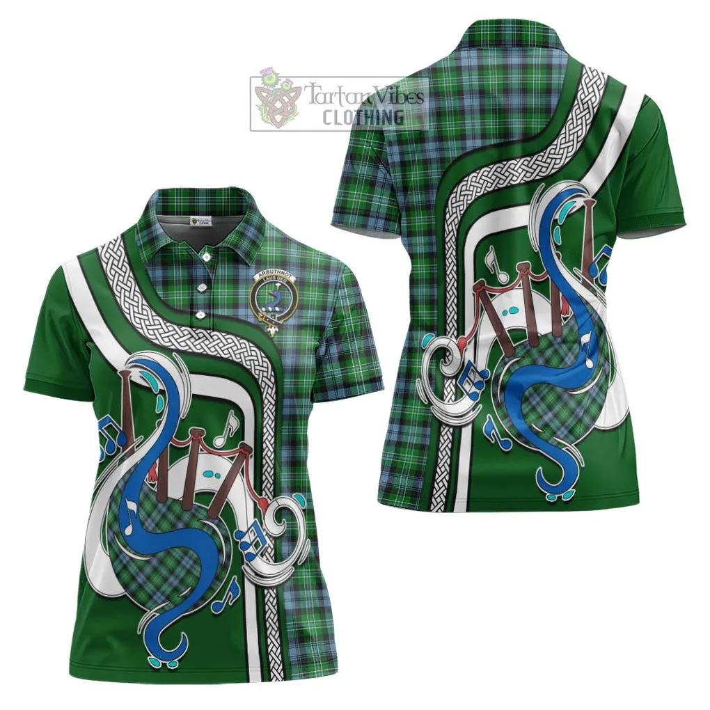 Arbuthnot Ancient Tartan Women's Polo Shirt with Epic Bagpipe Style