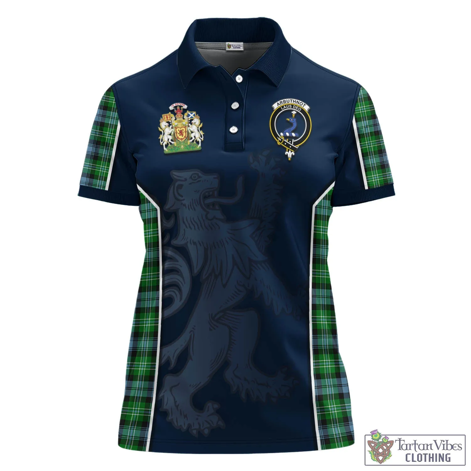 Arbuthnot Ancient Tartan Women's Polo Shirt with Family Crest and Lion Rampant Vibes Sport Style