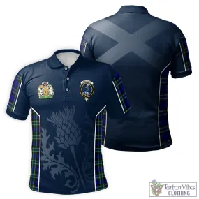 Arbuthnot Modern Tartan Men's Polo Shirt with Family Crest and Scottish Thistle Vibes Sport Style