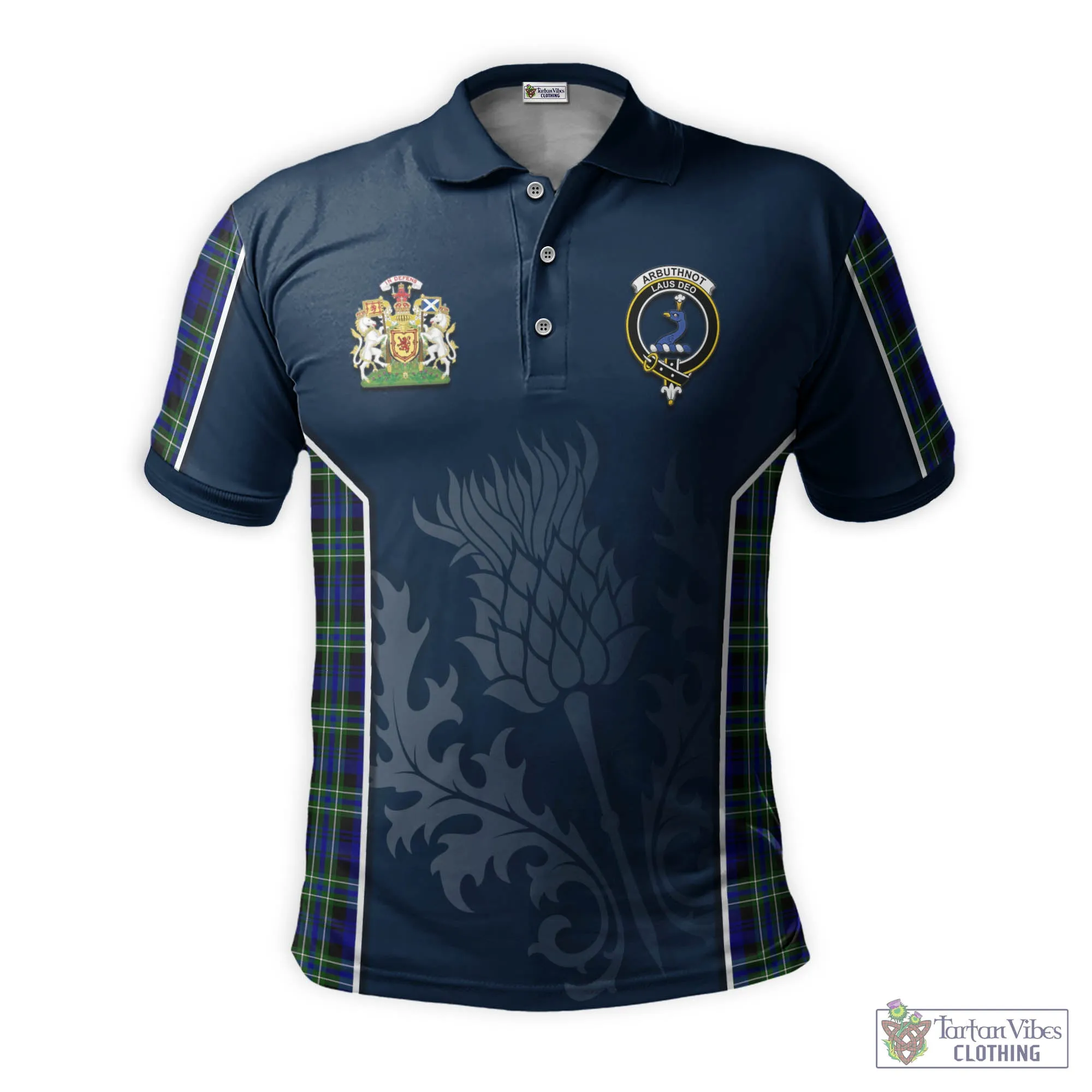 Arbuthnot Modern Tartan Men's Polo Shirt with Family Crest and Scottish Thistle Vibes Sport Style