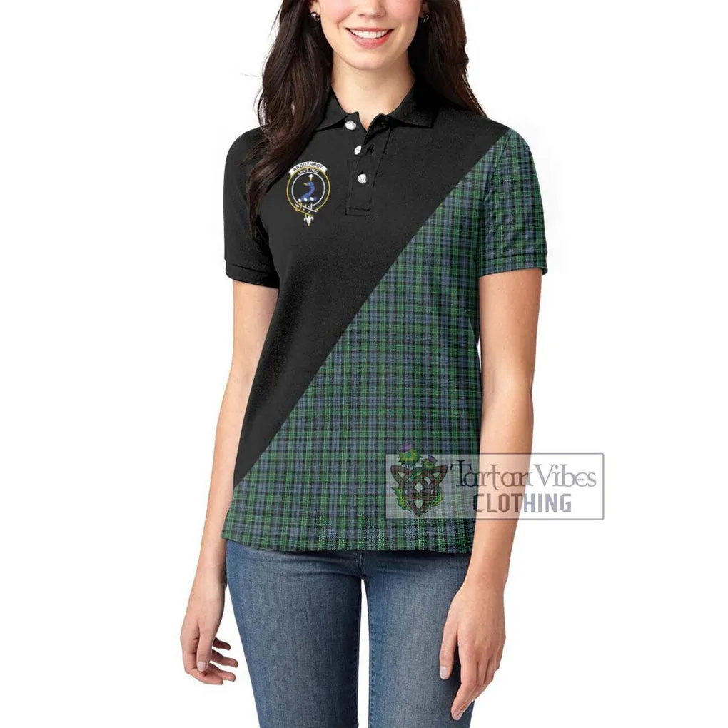 Arbuthnot Tartan Women's Polo Shirt with Family Crest and Military Logo Style