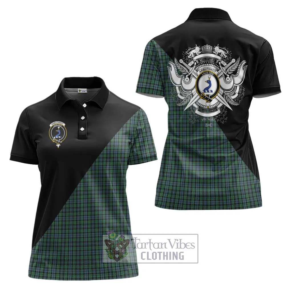 Arbuthnot Tartan Women's Polo Shirt with Family Crest and Military Logo Style