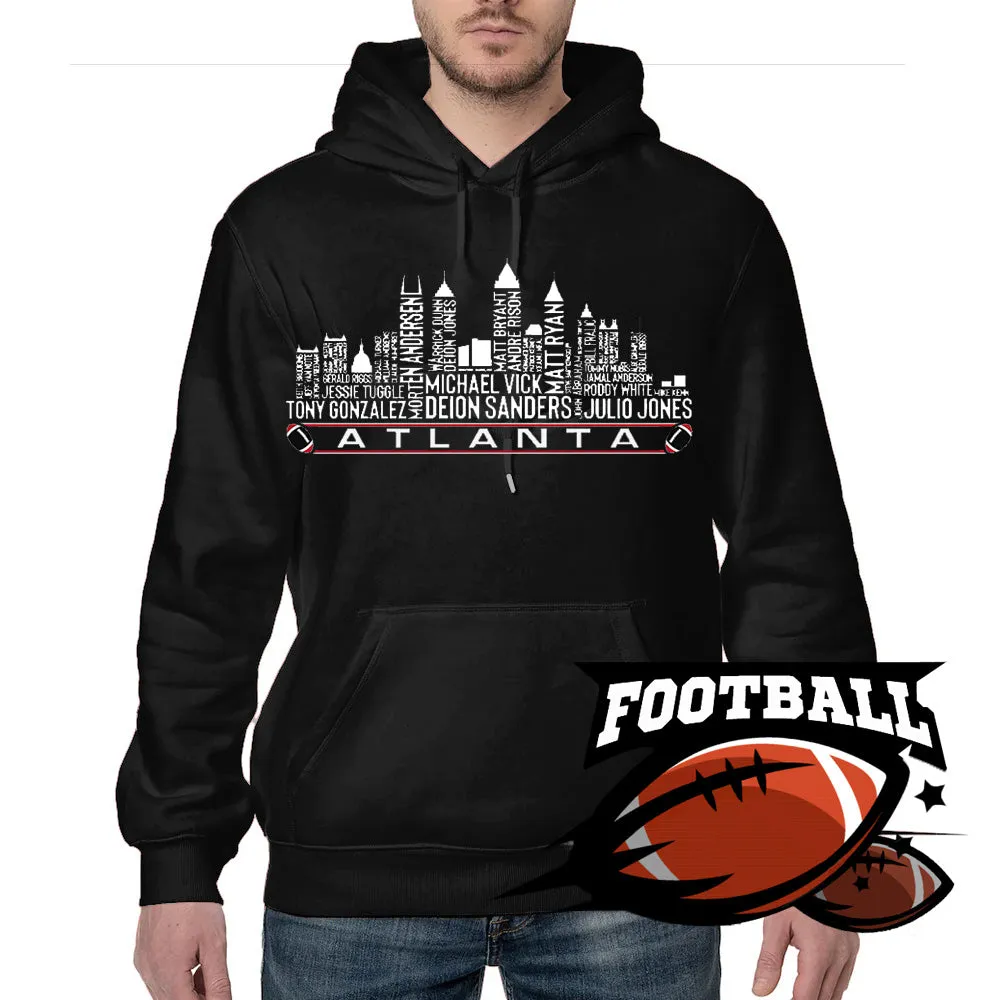 Atlanta Football Team All Time Legends Name Tee Hoodie Sweatshirt Atlanta City Skyline Tee Football Fans Gift