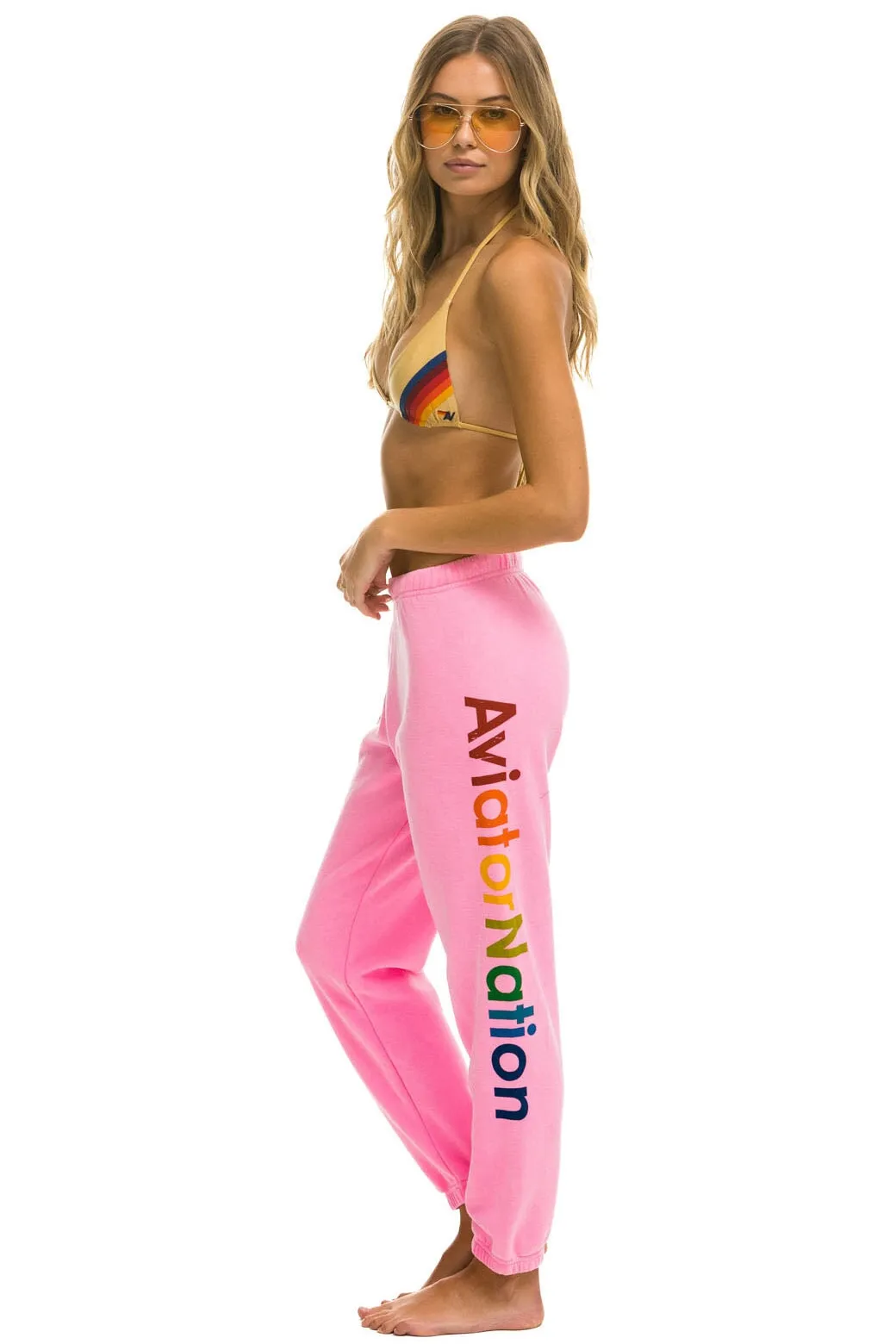 AVIATOR NATION LA JOLLA SWEATPANTS - NEON PINK