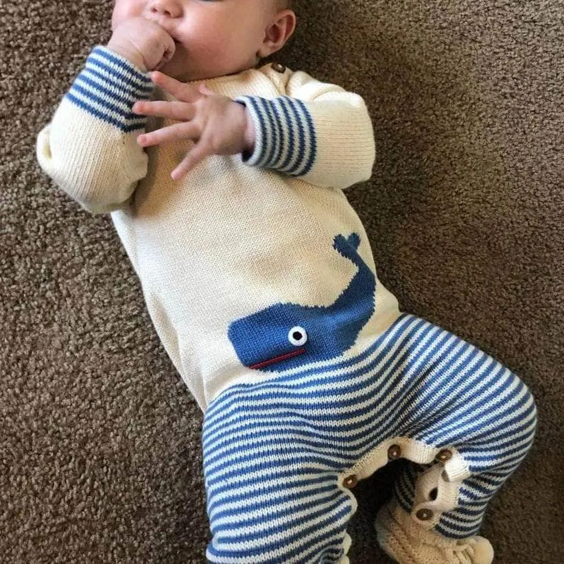 Baby Knit Romper - Whale