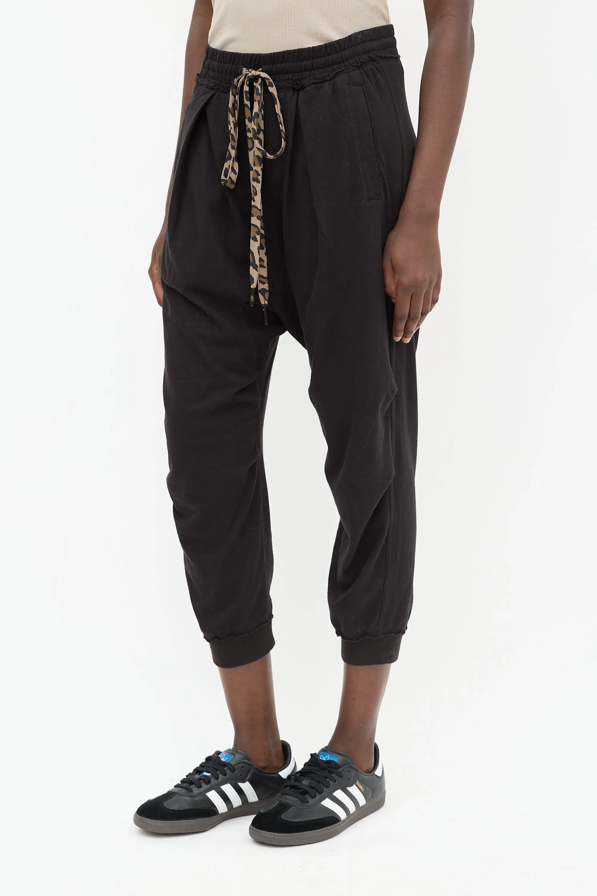 Black Drop Seat Harem Sweatpant