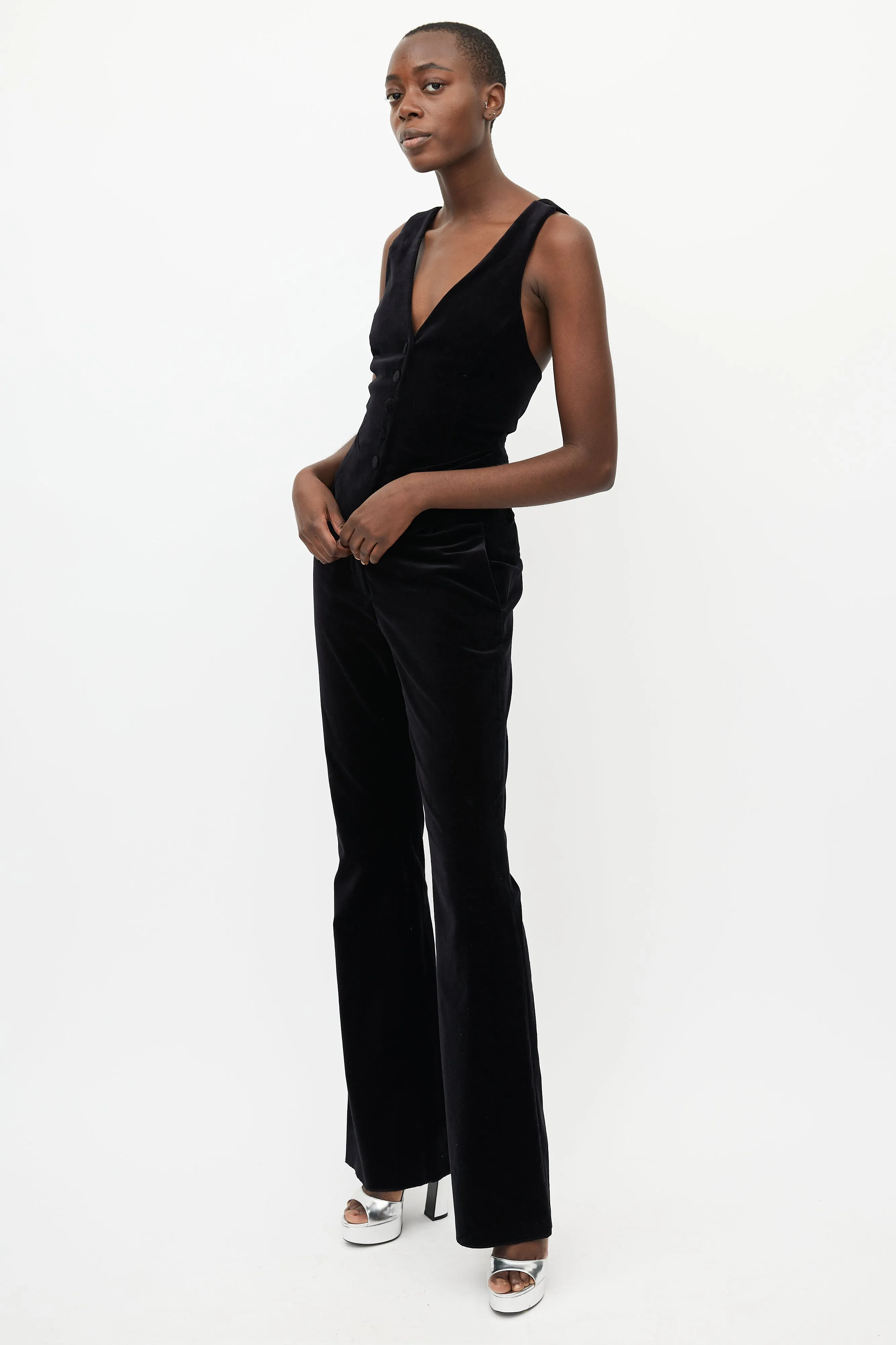 Black Velvet Vest & Pant Suit