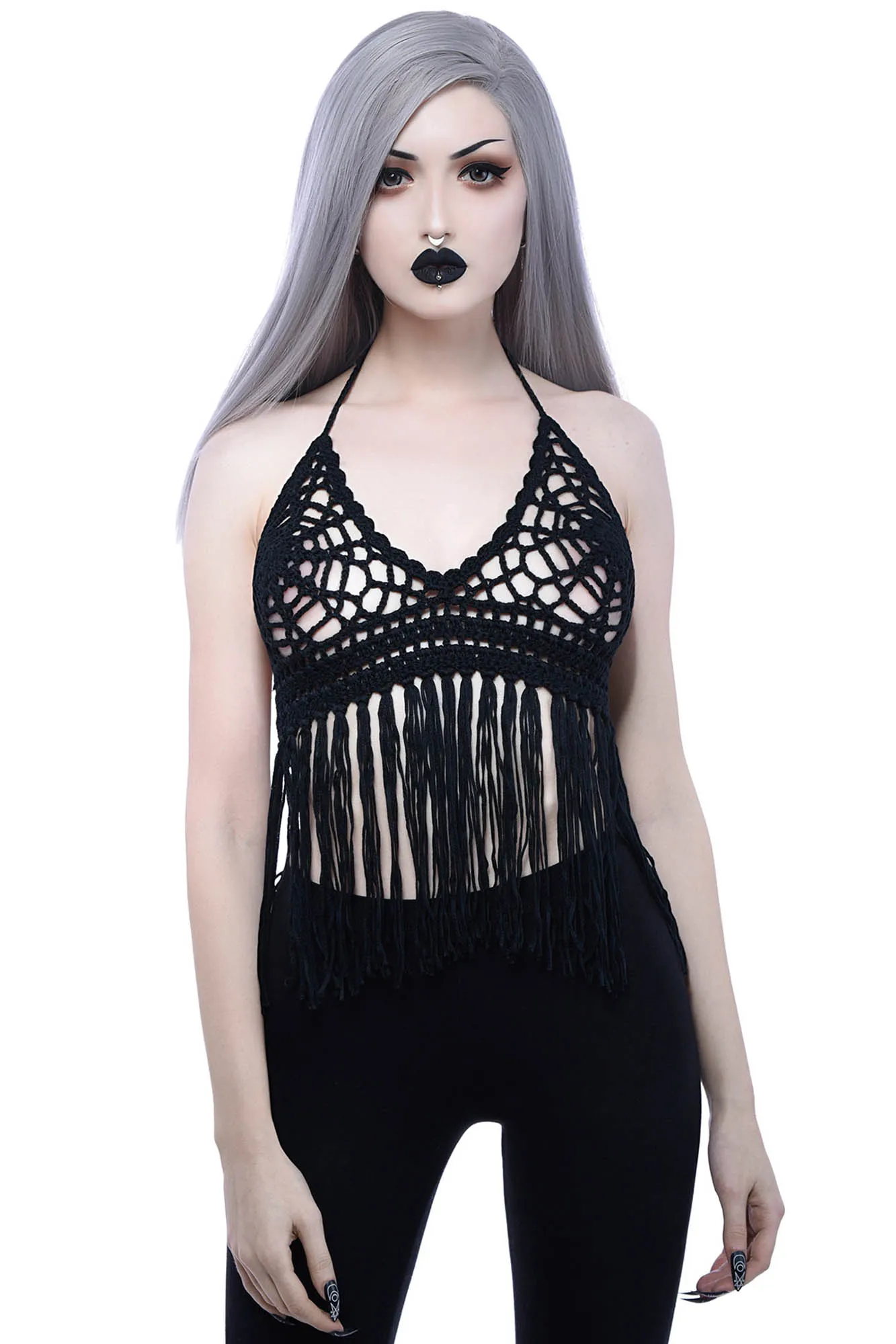 Black Widows Crochet Halter Top