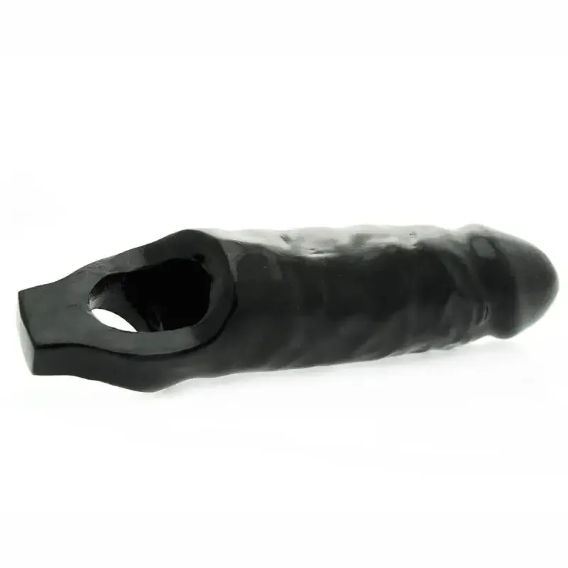 Black Xl Penis Sleeve with Pleasure Nubs and Stretchy Testicle Ring