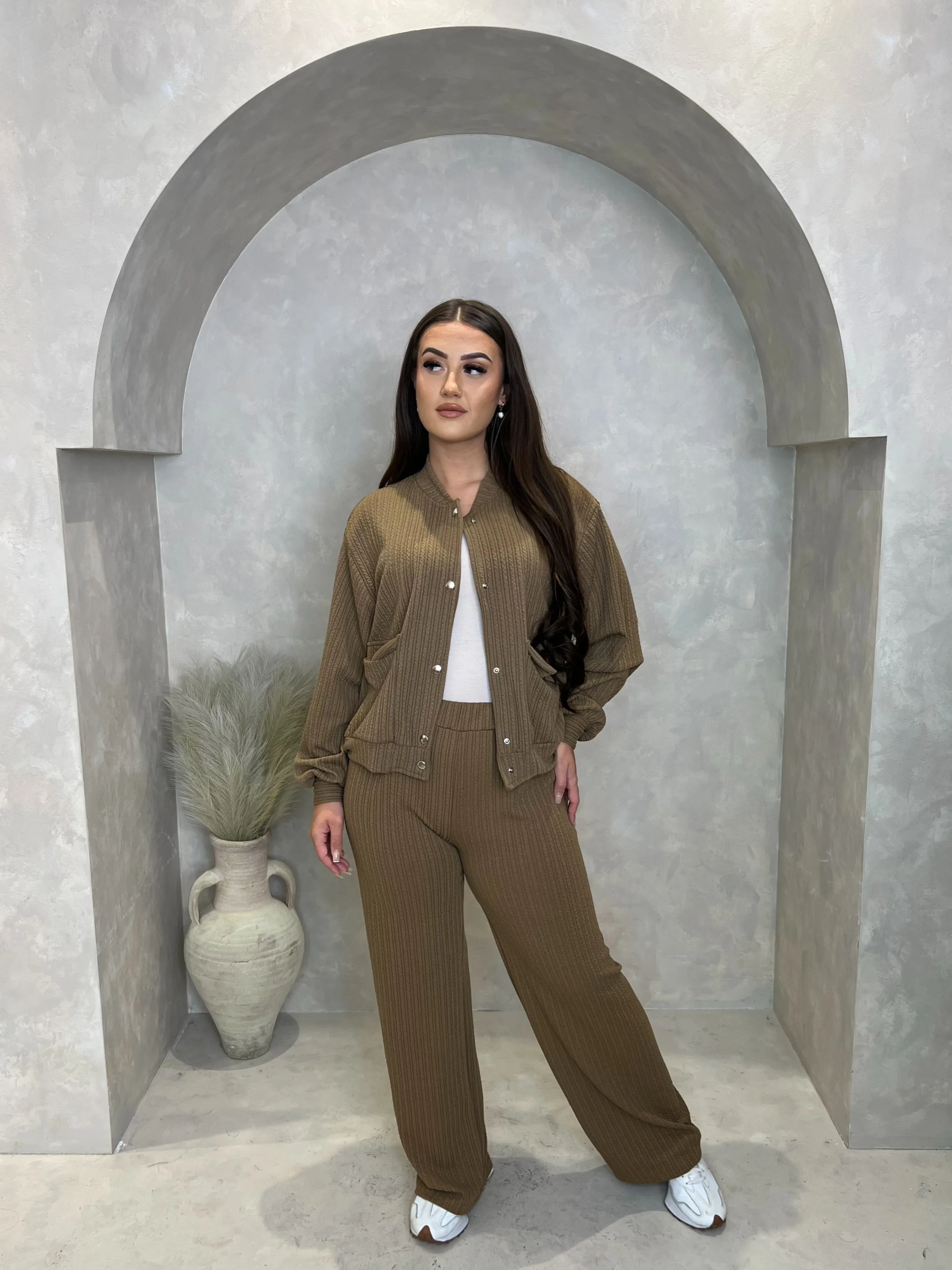 Bomber Jacket & Wide Leg Trouser Set