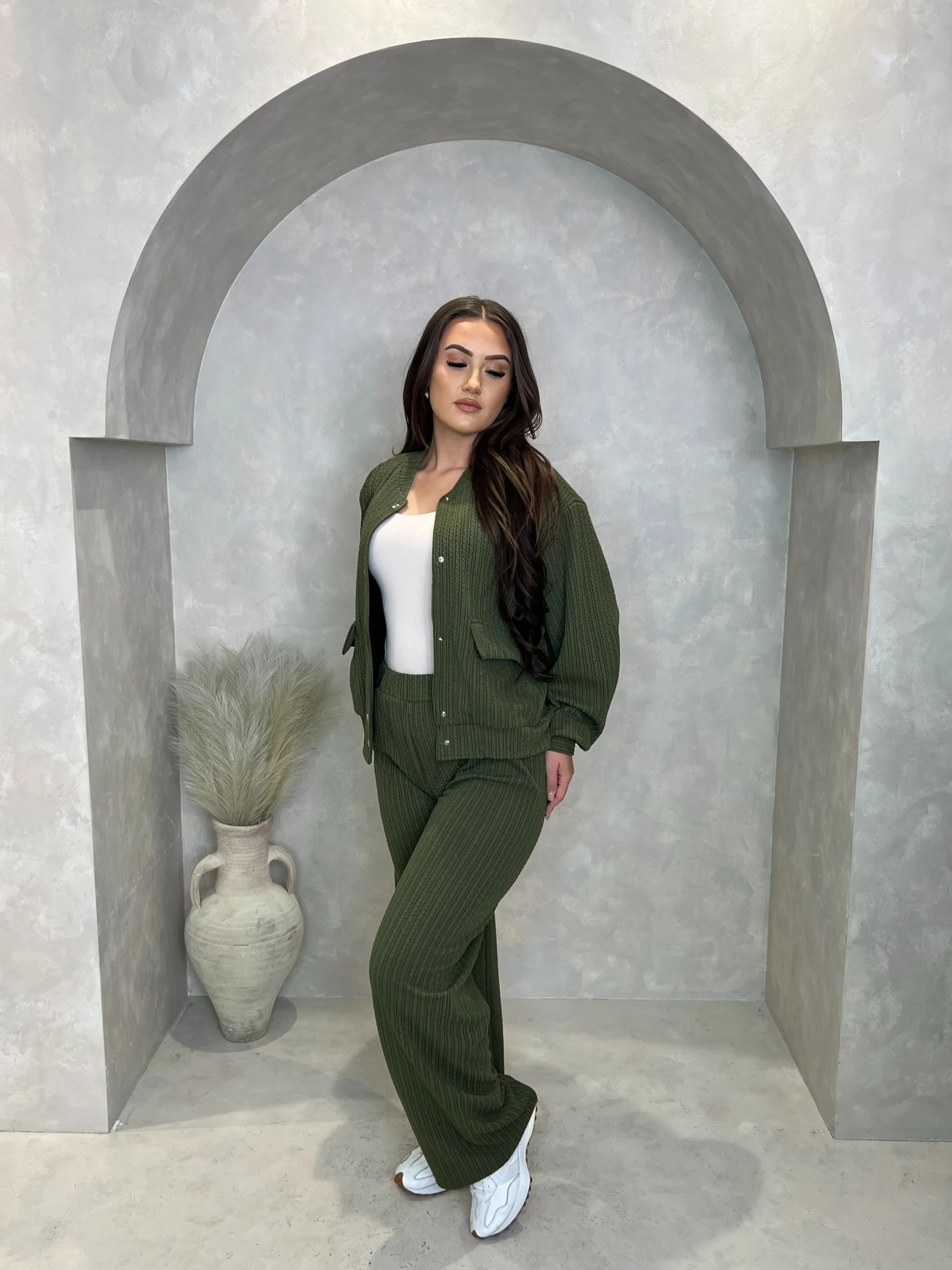 Bomber Jacket & Wide Leg Trouser Set