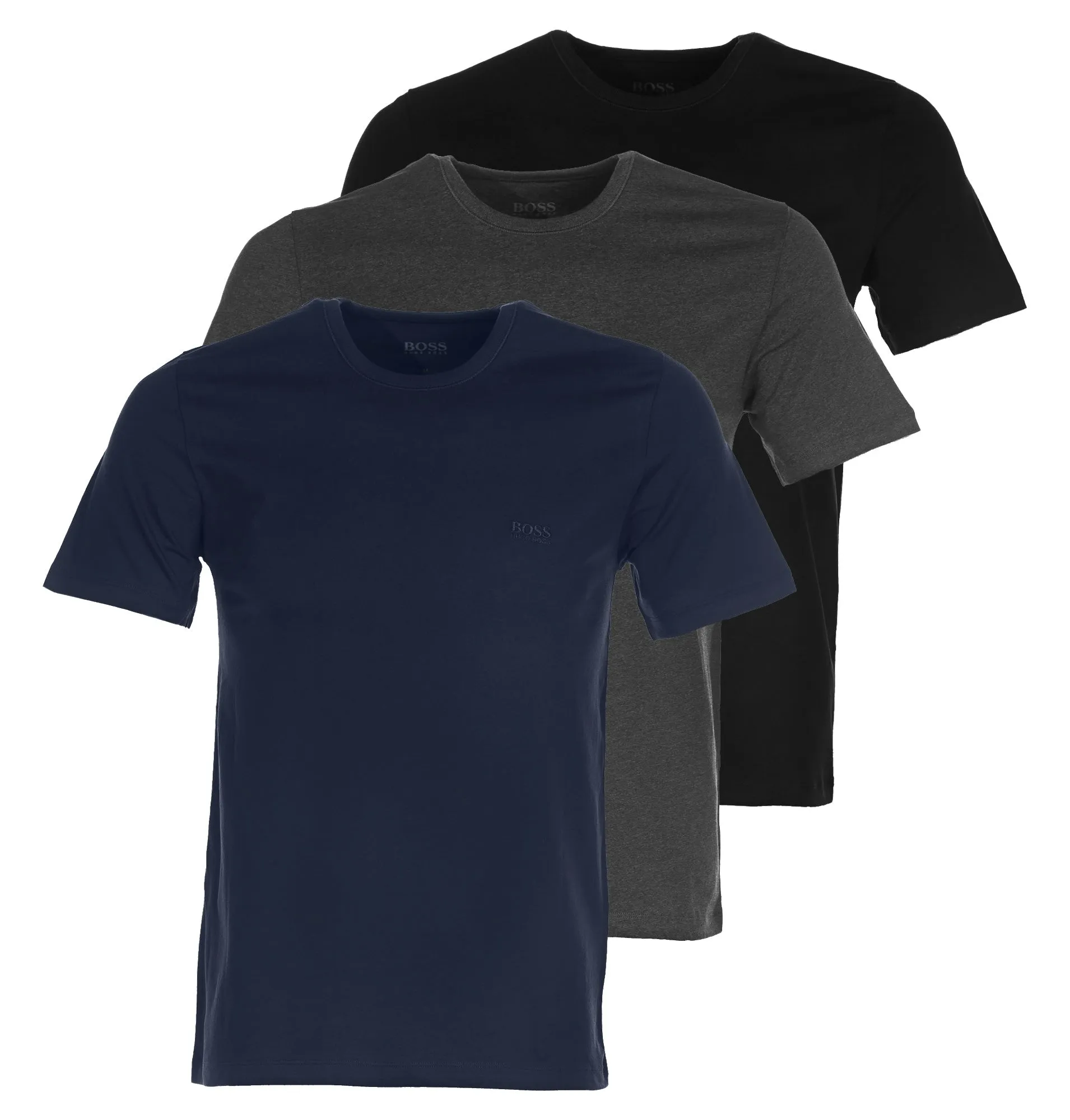 BOSS 3 Pack Crew Neck T-Shirt in Black, Charcoal & Navy