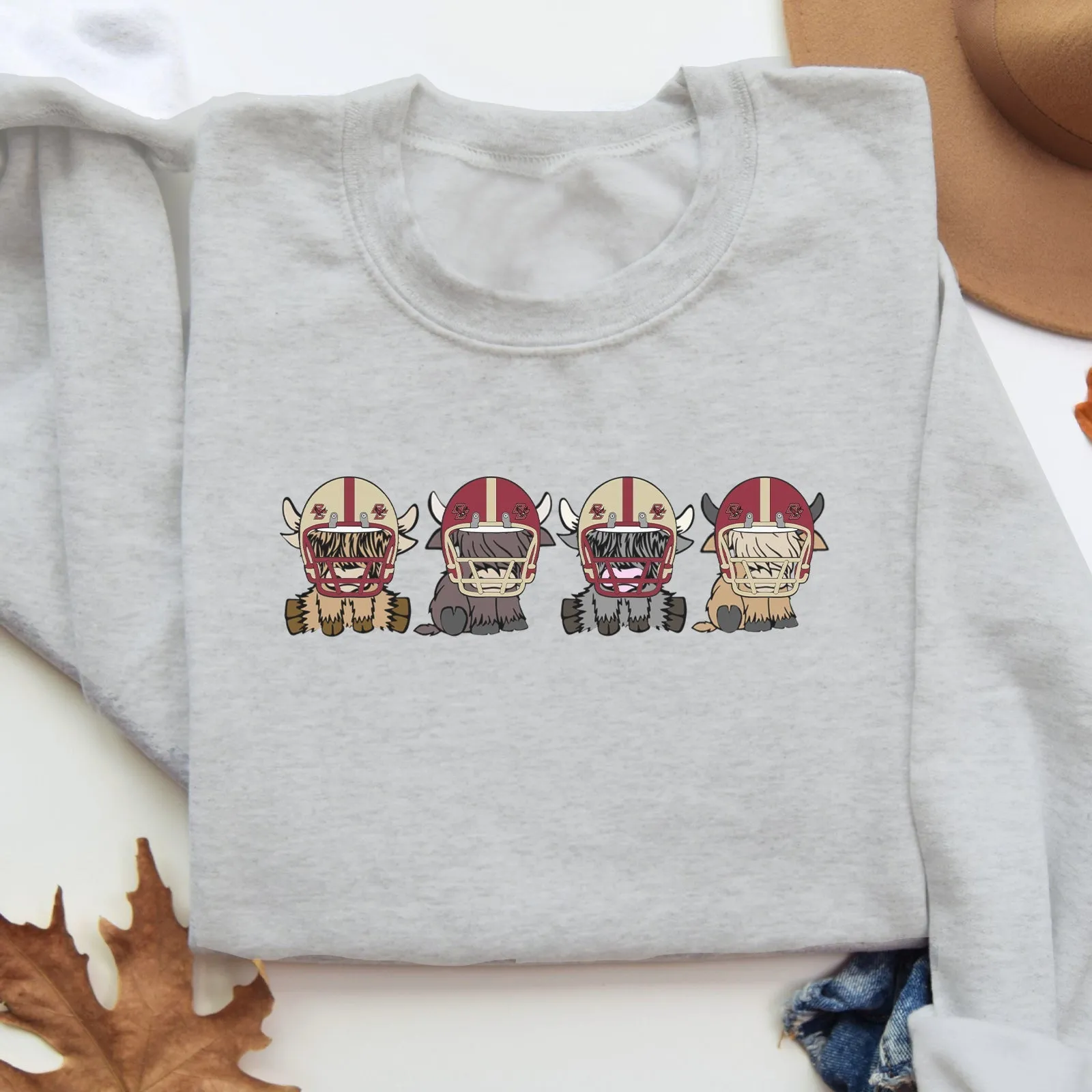 Boston College Eagles Football Highland Cow Football Team Football Lovers Gift Unisex Crewneck Hoodie Sweatshirt