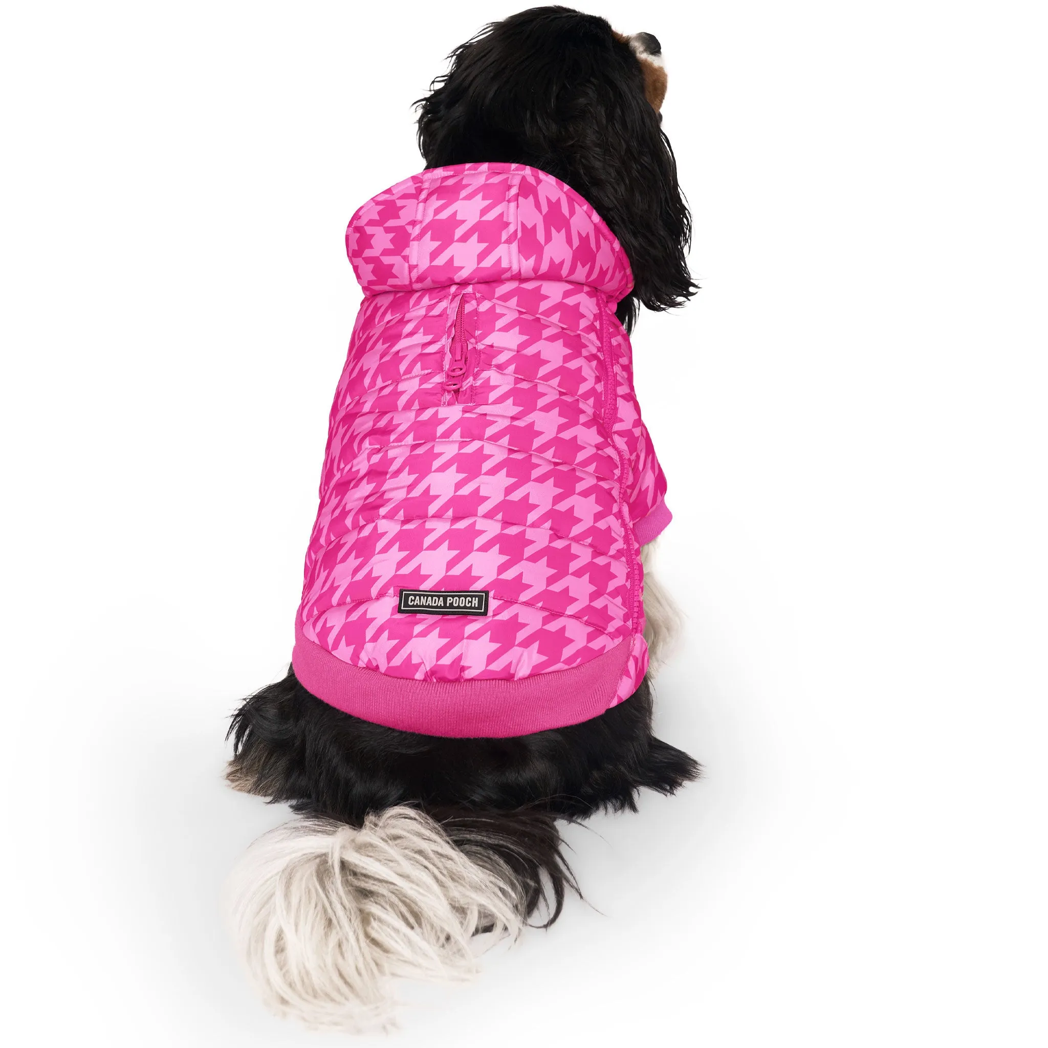 Canada Pooch Prism Puffer - Pink Houndstooth