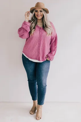 Cappuccinos And Chit Chat Knit Top In Pink Curves