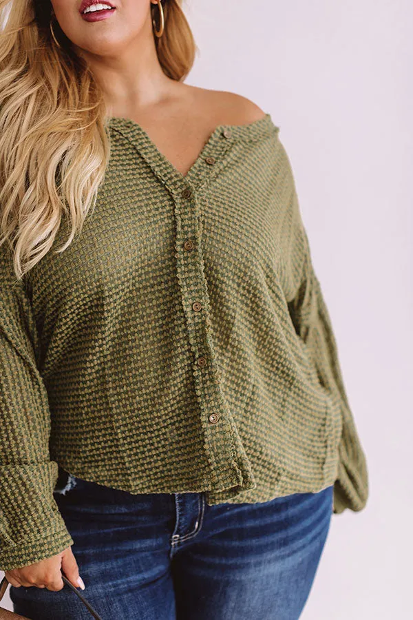 Cappuccinos And Chit Chat Knit Top In Sage Curves