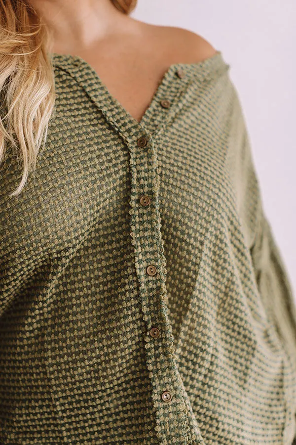 Cappuccinos And Chit Chat Knit Top In Sage Curves