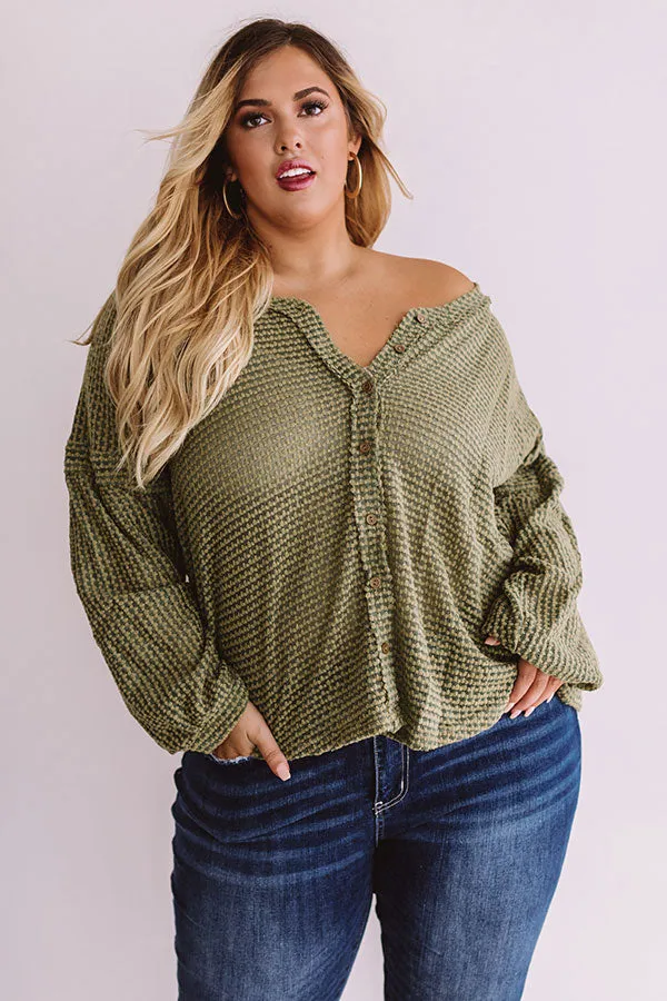 Cappuccinos And Chit Chat Knit Top In Sage Curves