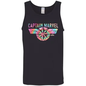 Captain Marvel Logo Banner Tie Dye Colors Men Cotton Tank