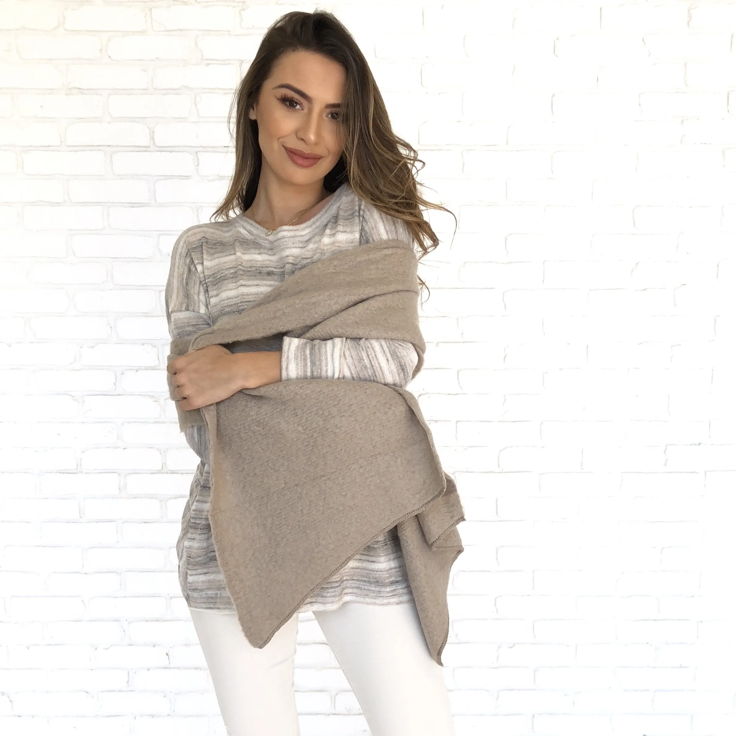 Casual Day Taupe Knit Scarf