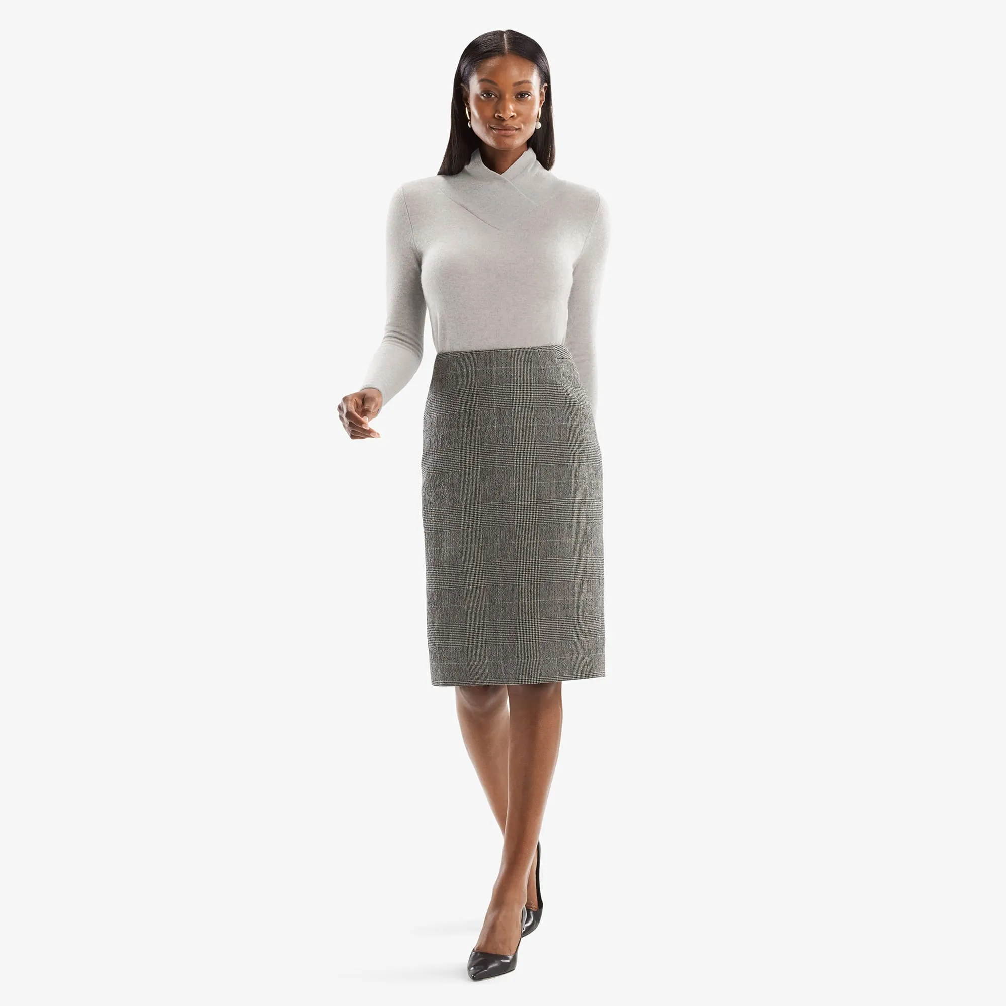 Cobble Hill Skirt - Stretch Check :: Cream / Black