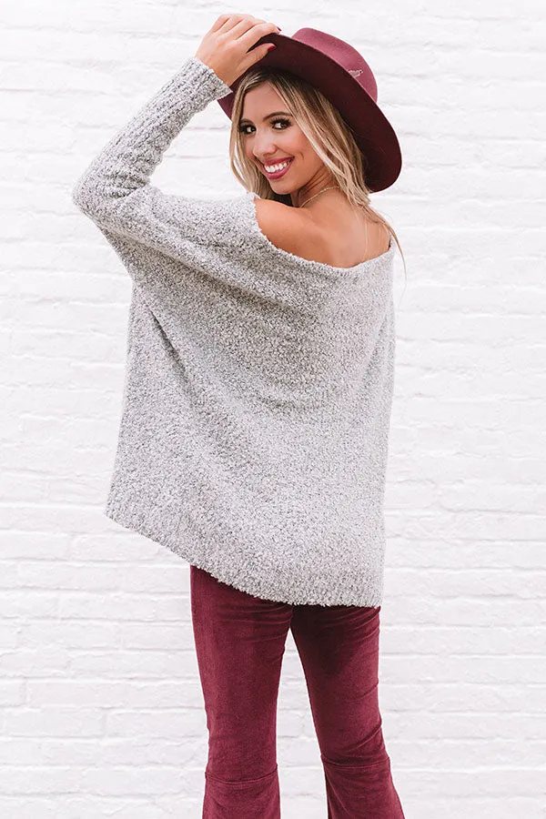 Cocoa And Chill Shift Sweater In Grey