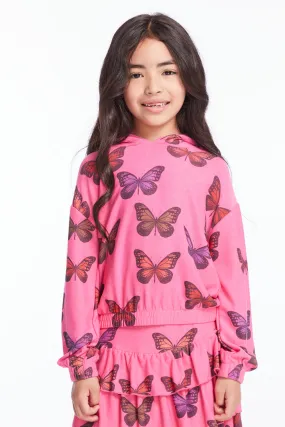 Colorful Butterflies Girls Pullover Hoodie