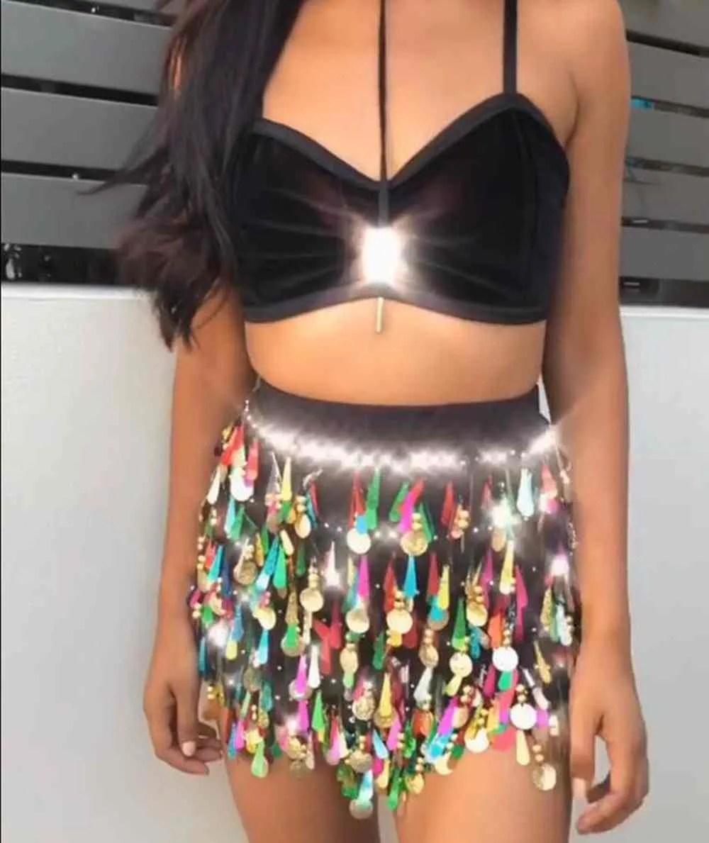 Colorful Sequin Tassel Skirt