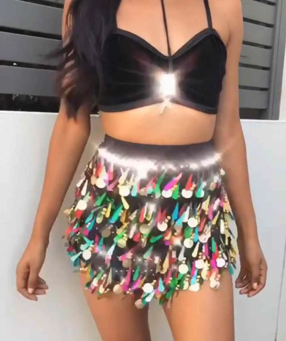 Colorful Sequin Tassel Skirt